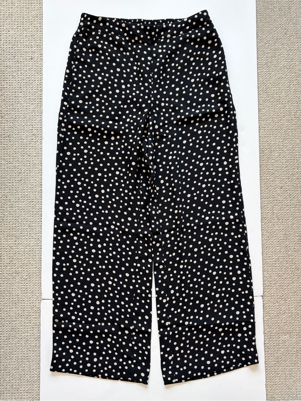 Chico's Black Cream Polka Dot Wide Leg Pants Size 4R